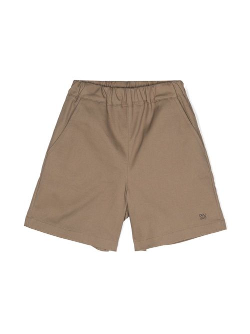 Logo-print twill shorts - Brown