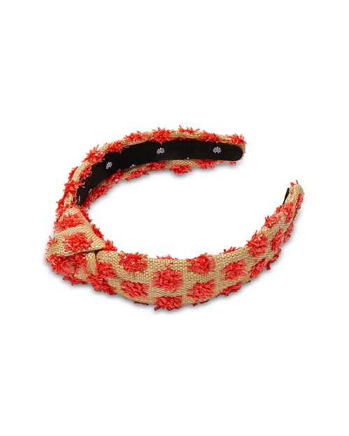Slim Dotted Raffia Knotted Headband