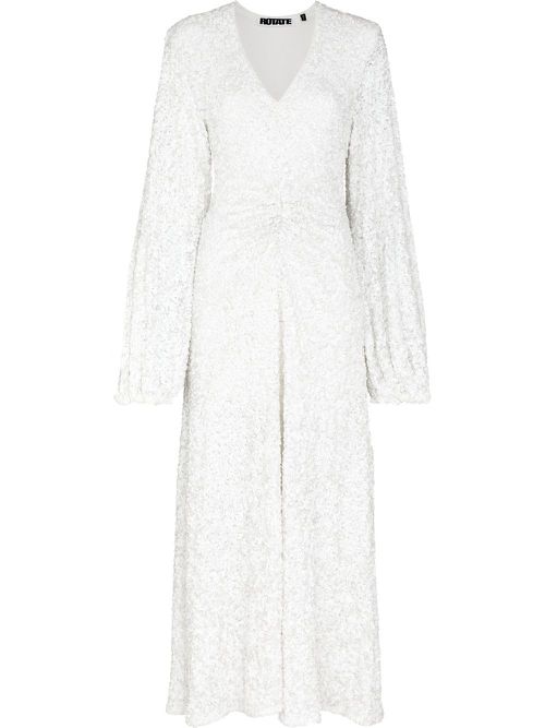 Sirin sequinned V-neck dress - White