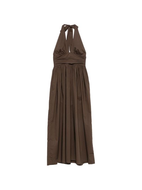 Brown Halter Neck Maxi Dress
