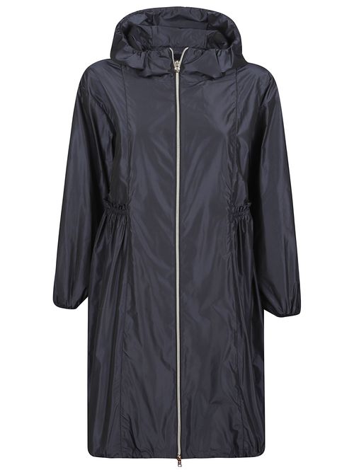 Ruffled Parka with Adjustable Drawstring Waist and Hood