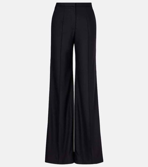 Pleated wool-blend wide-leg pants