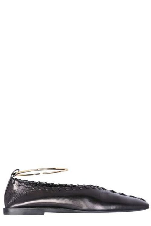 Jil Sander Stitch-Detailed Anklet Ballerina Flats