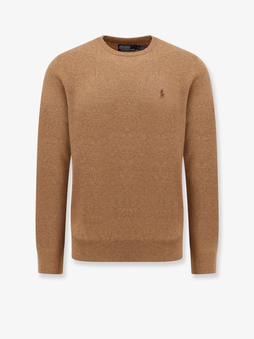 Logo-Embroidered Wool Sweater — Beige