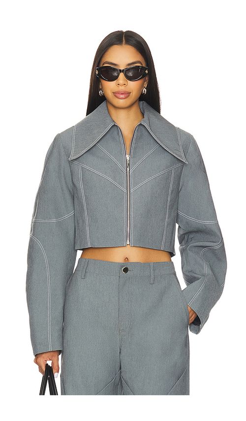 Kate Barton Specialty Denim Paneled Jacket in Grey. - 4 also