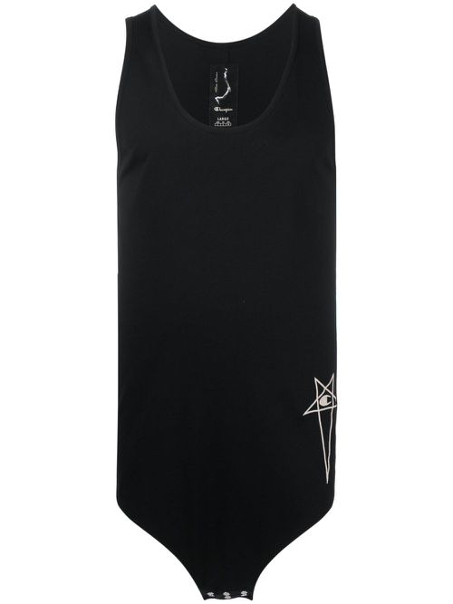 Embroidered-logo cotton vest - Black