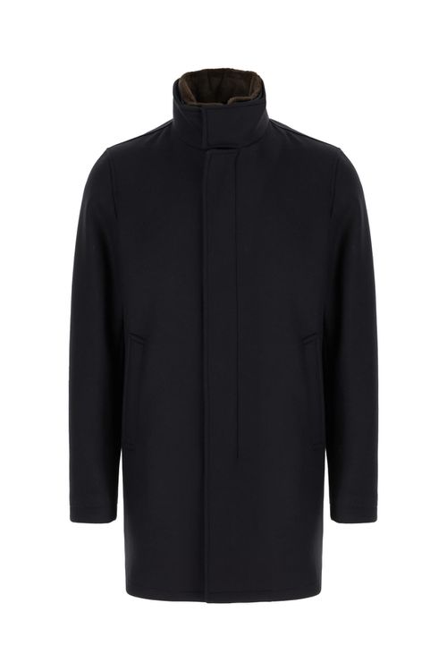 Black Wool Blend Padded Jacket