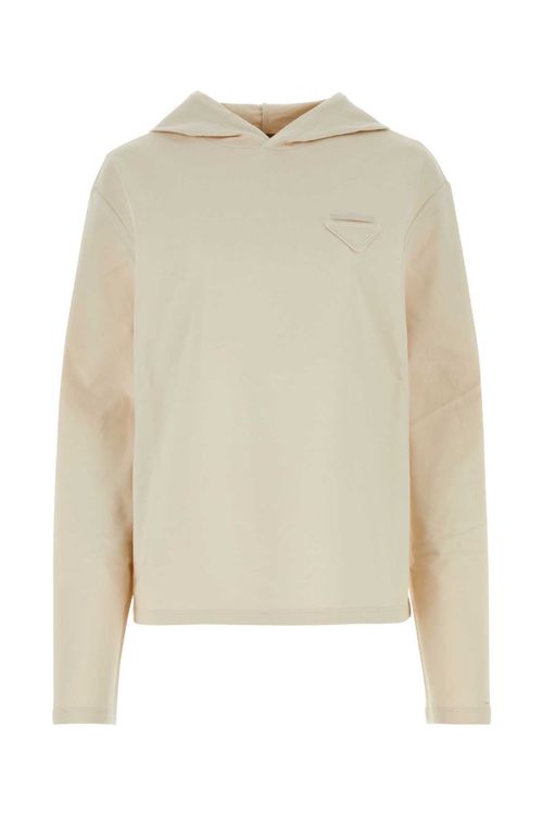 Stretch Cotton Oversize Sweatshirt — Beige