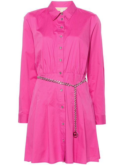 Belted mini shirt dress - Pink