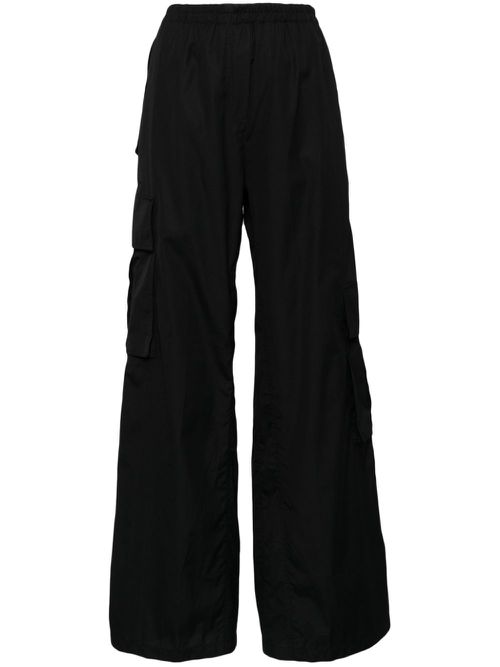 High-waisted cotton cargo trousers - Blue