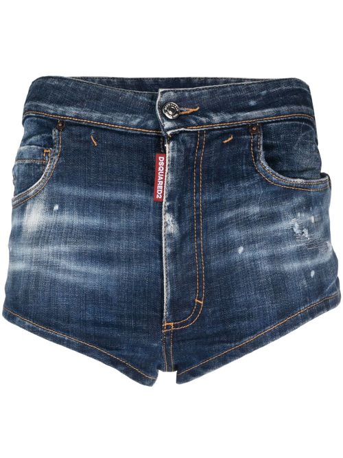 Logo-patch denim shorts - Blue