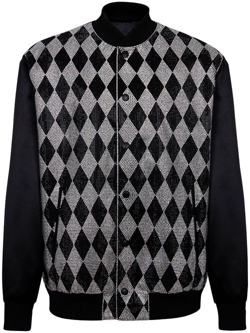 Rhinestone-embellished bomber jacket - Black