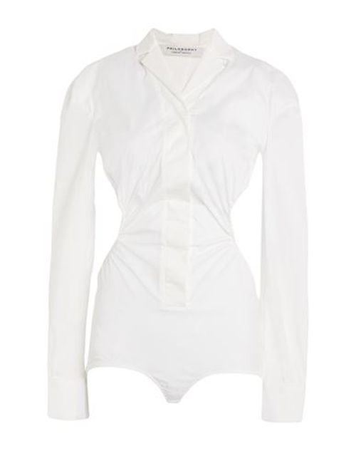 Woman Bodysuit White Size 8 Polyester, Polyamide, Elastane