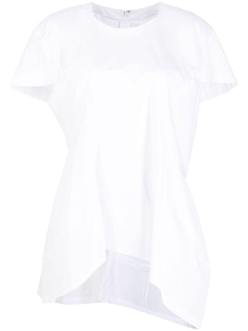 Asymmetric-design panelled T-shirt - White