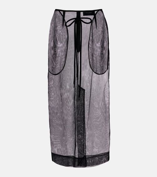 Bow-detail tulle midi skirt