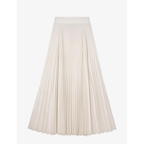Womens Ivory Pleated High-rise Recycled-polyester Midi Skirt