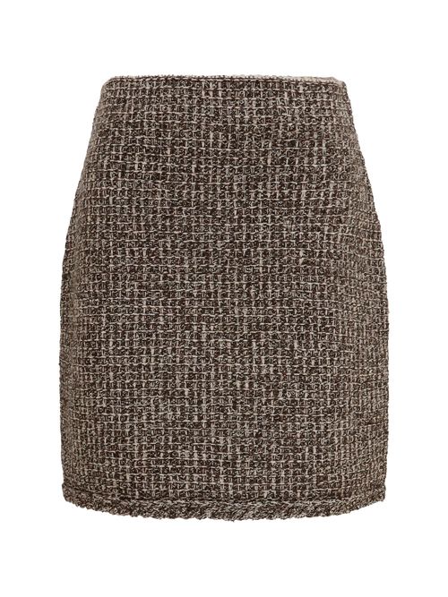 Tweed with Sequin Embellishment Skirt — Brown