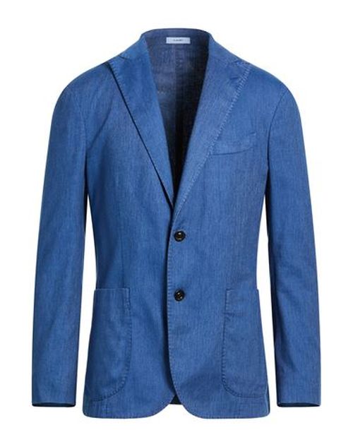Man Blazer Blue Size 44 Cotton, Linen, Polyester, Elastane