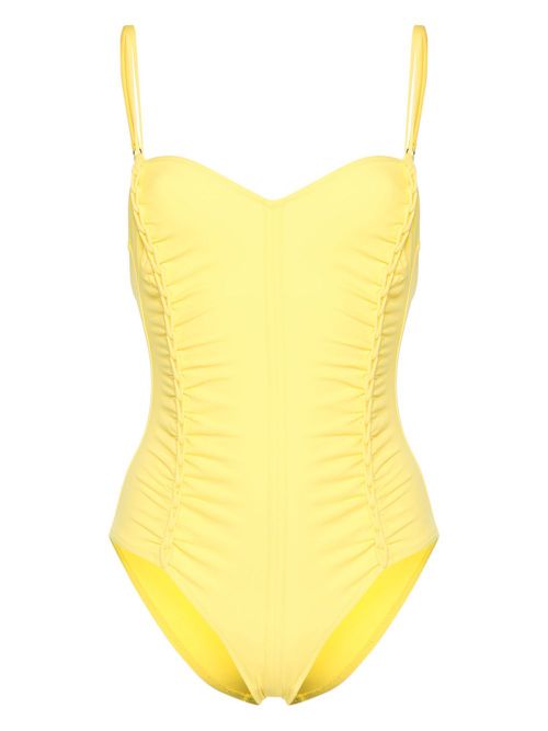 Sweetheart-neck ruched swimsuit - Yellow