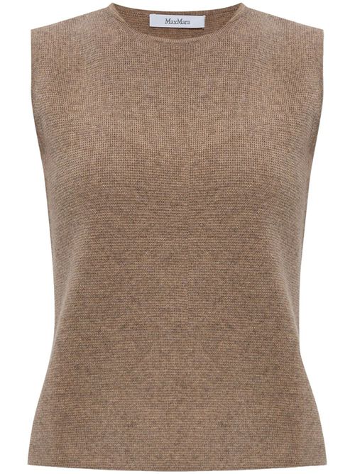 Sleeveless knitted top - Brown