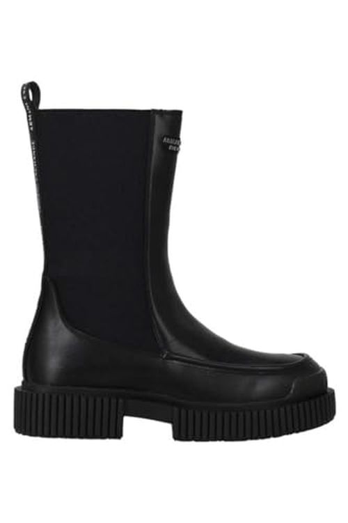 Armani Exchange Women's Exclusive We Beat As One Chunky Lug Sole Boot Mid Calf