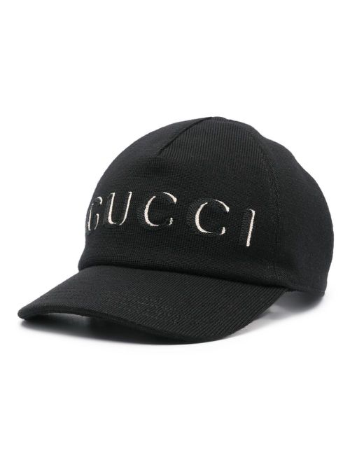 Embroidered wool baseball cap - Black