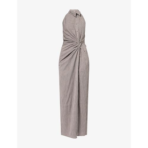 Womens Twist Knot Shirt Cotton-Blend Maxi Dress