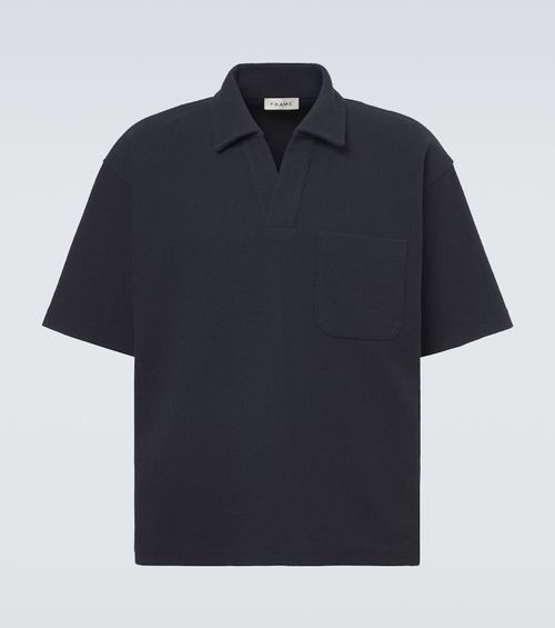 Textured cotton-blend polo shirt