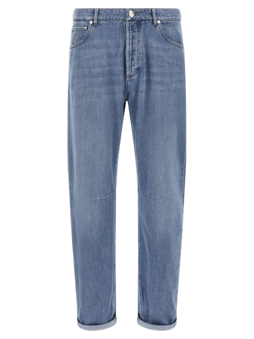 Cotton Straight-Leg Jeans — Blue