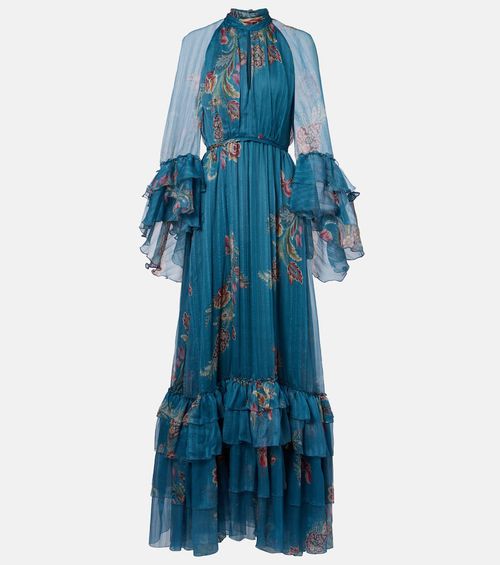 Paisley silk chiffon gown