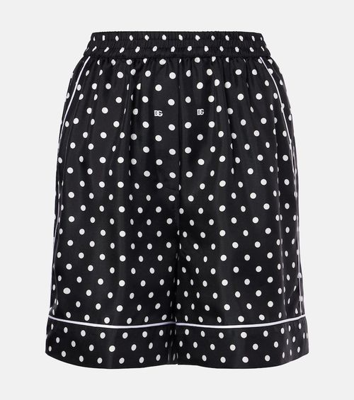 Polka-dot silk twill shorts