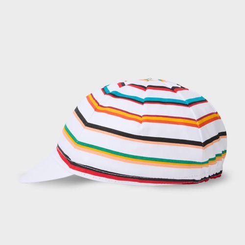 White 'Signature Stripe' Cycling Cap Multicolour