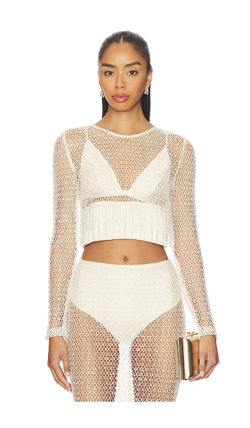 PatBO Crochet Bloom Top in Beige. - 0 also , 4