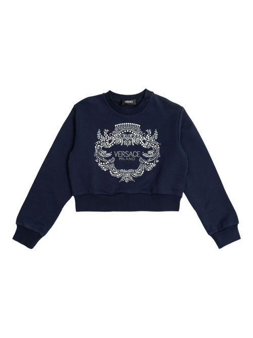 Versace Kids crystal-embellished sweatshirt - Blue