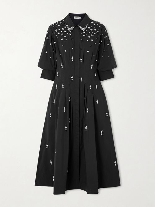 Jazz Embellished Cotton-blend Poplin Shirt Dress - Black