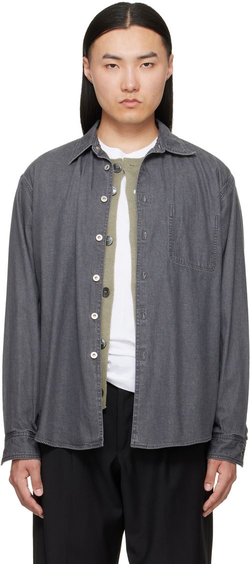 Gray Vintage Washed Denim Overshirt