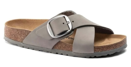 Siena Big Buckle Nubuk Leather Dove Gray