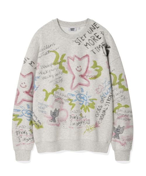 Kiki Graffiti Print Sweatshirt Oatmeal