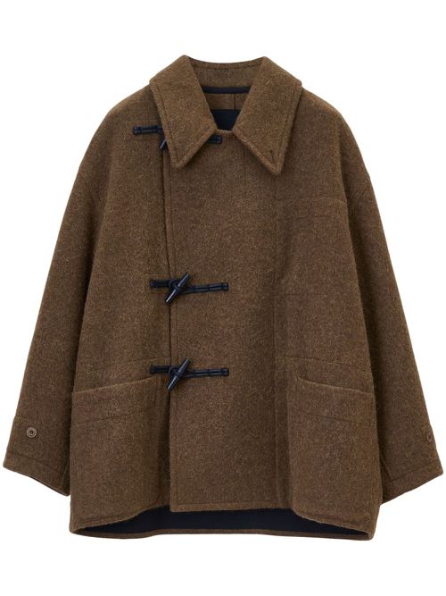 Belted felted duffle jacket - Brown
