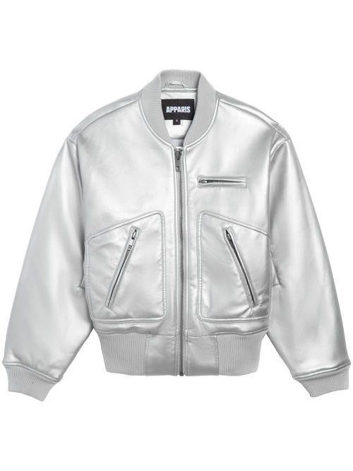 Metallic-effect bomber jacket - Silver