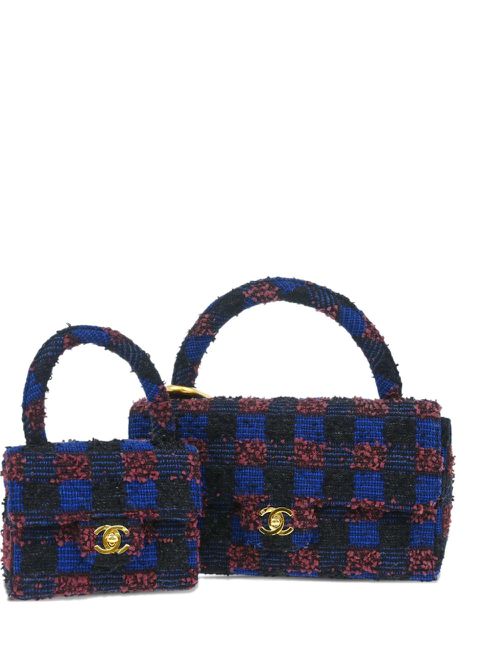 CHANEL Pre-Owned 1992 Tweed Classic Flap two-in-one handbag set - Blue