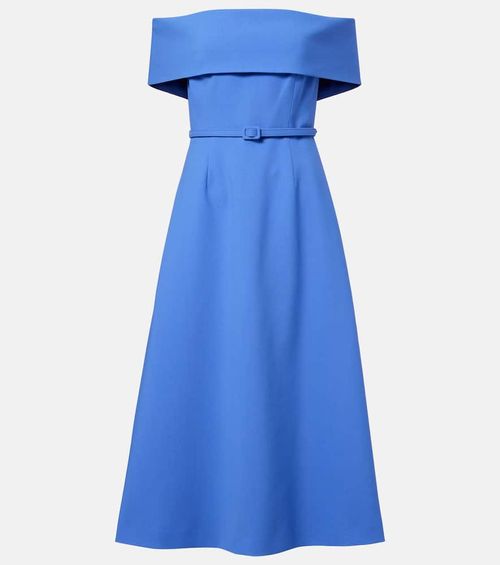 Belted wool-blend midi dress