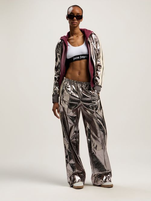 Laminated Wide-leg Track Pants Woman  Gunmetal