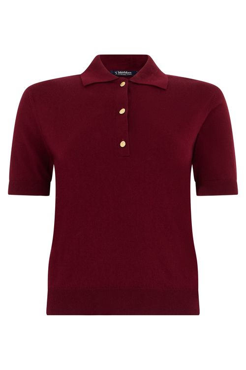 Fine Knit Cotton-Silk Polo Shirt with Short Sleeves and Button Placket