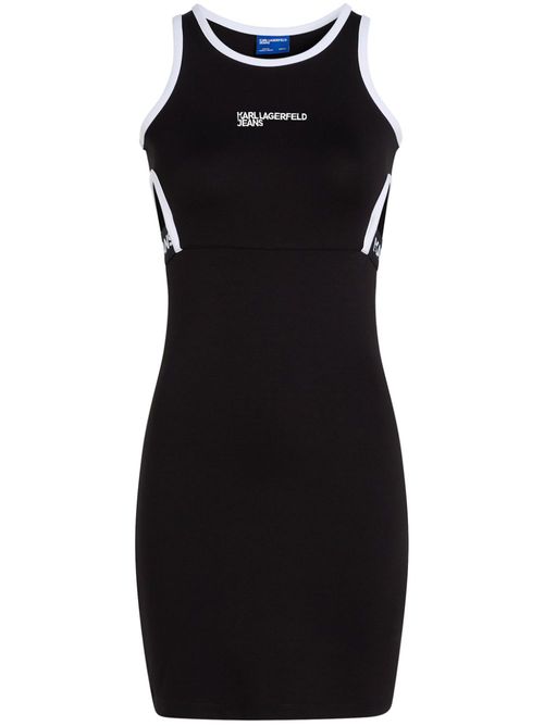 Logo-embroidered cut-out minidress - Black