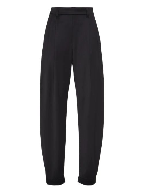 Pleated-Front Tailored Trousers — Black