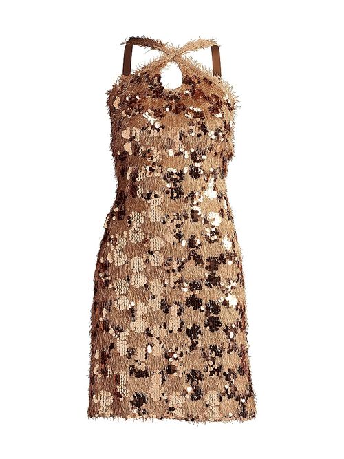 Women's Sequined Crisscross Minidress - Golden
