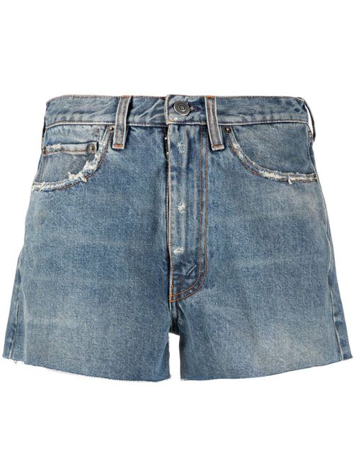 Raw-cut denim shorts - Blue