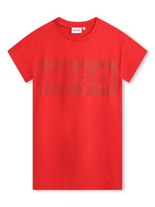 Stud-embellished cotton T-shirt - Red