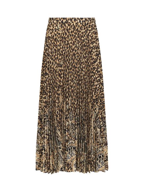 Pleated Animalier Paisley Skirt — Multicolor